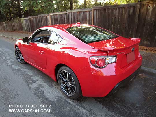 2016 BRZ Limited with rear spoiler, pure red color