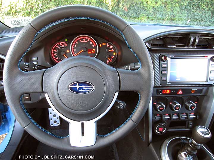 2016 Subaru BRZ Series.HyperBlue leather wrapped steering wheel with hyperblue stitching