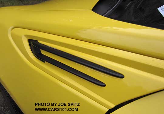 black fender trim on a Charlesite Yellow 2017 Subaru BRZ Limited Series.Yellow