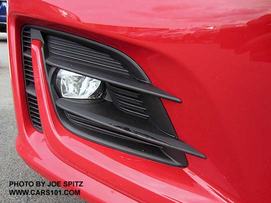 2017 BRZ Limited with standard fog lights, pure red color shown