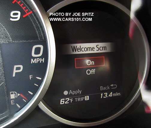 2017 Subaru BRZ Limited dashboard digital performance gauge settings screen