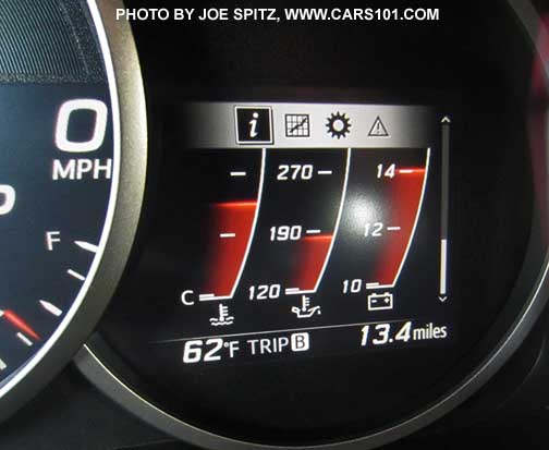 2017 Subaru BRZ Limited dashboard digital performance engine temperture, oil and amp gauge display