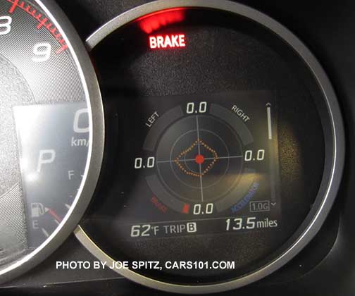 2017 Subaru BRZ Limited dashboard performance gauge g force tool