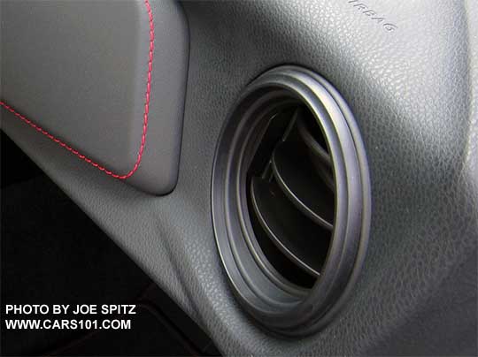 2017 Subaru BRZ Premium gray vent trim, leatherette padded dash trim with red stitching