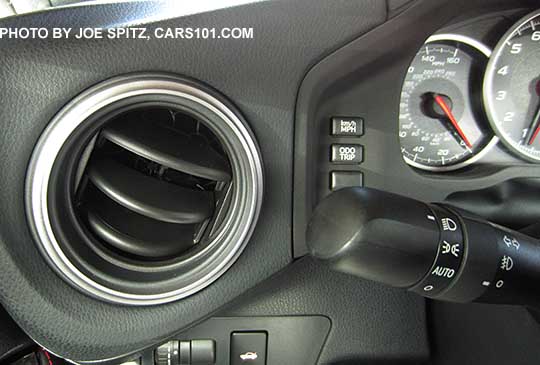 2017 Subaru BRZ Limited silver vent trim, headlight switch with fog lights
