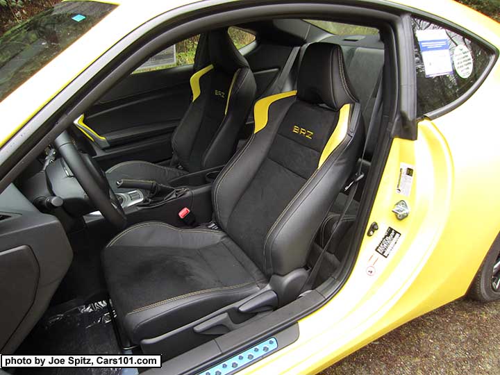 2017 Subaru BRZ Limited Series.Yellow interior front seat. Black alcantara and Charlesite Yellow bolster, door accents, and stitching. Only 500 Series.Yellow made