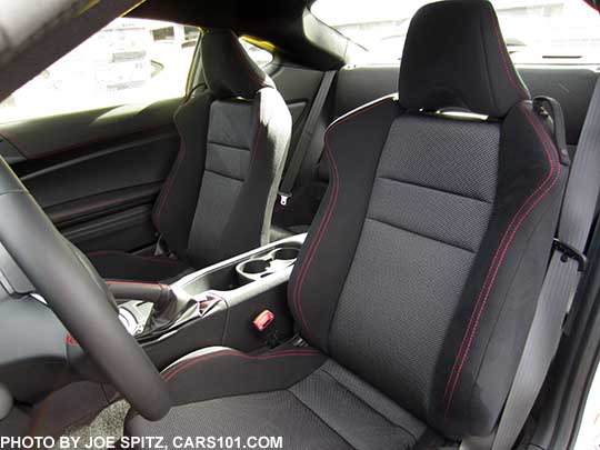 2017 Subaru BRZ Premium cloth front seats, red stitching, no seatback logo