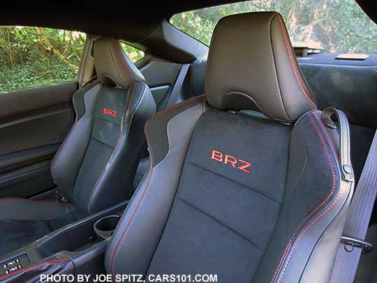 2017 Subaru BRZ Limited black alcantara front seats with red BRZ logo