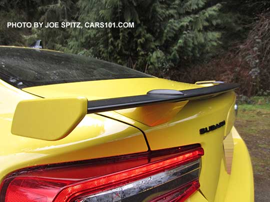 black rear spoiler, yellow tips, 2017 Subaru BRZ  Limited Series.Yellow