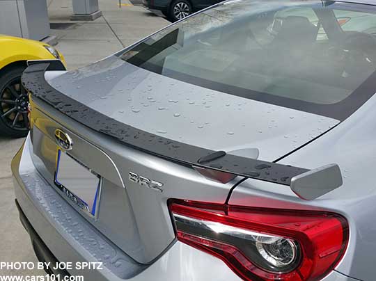 ice silver 2017 BRZ rear spoiler- with ice silver tips, and black spoiler body