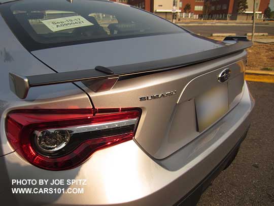 2017 Subaru BRZ Limited rear spoiler, ice silver with black spoiler