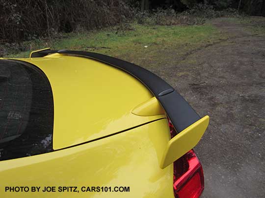 black rear spoiler, yellow tips, 2017 Subaru BRZ  Limited Series.Yellow