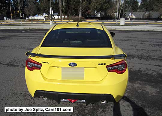 rear view 2017 Subaru BRZ Limited Series.Yellow. Only 500 made