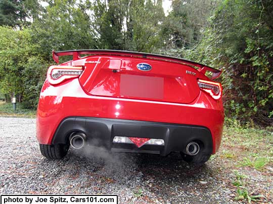 2017 Subaru BRZ Limited dual exhaust, pure red color
