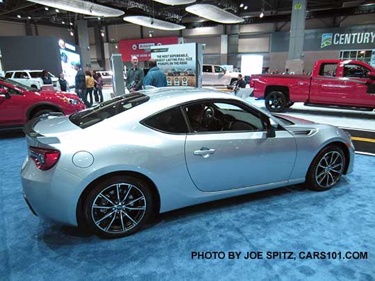 side view 2017 silver BRZ photo taken at the Seattle Auto Show, November 2016