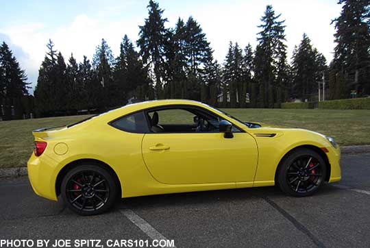 side view 2017 Subaru BRZ Limited Series.Yellow Charlesite Yellow