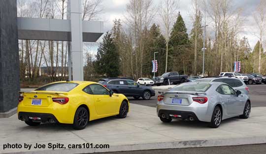 2017 ice silver Subaru BRZ Limited and charlesite yellow  Limited Series.Yellow