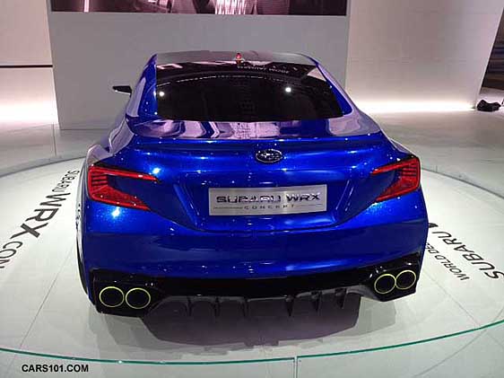 rear view 2015 subaru wrx concept car shown march 2013 new york auto show