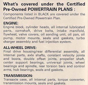 certified pre-owned powertrain coverage