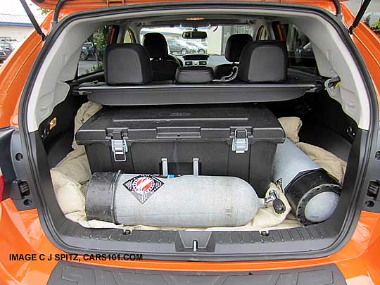 2013 subaru crosstrek with scuba diving tanks in the cargo area