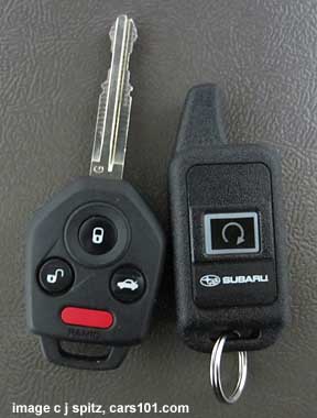 2013 Subaru XV Crosstrek key with remote, and shown with optional remote engine start