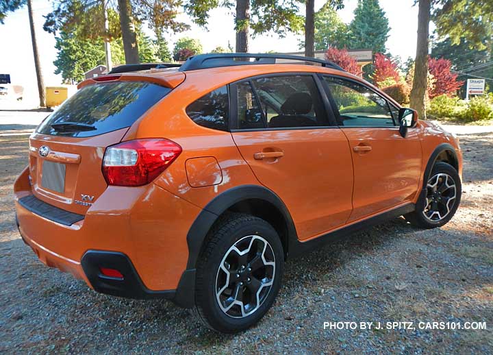 tangerine orange crosstrek, rear view