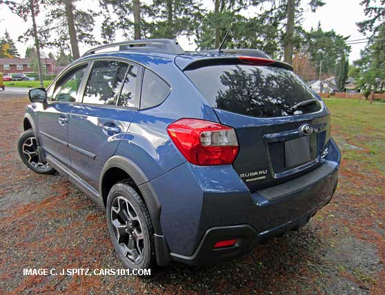 XV crosstrek, reaqr view, marine blue pearl