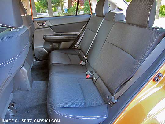 crosstrek premium, rear seat folds flat, gray interior shown