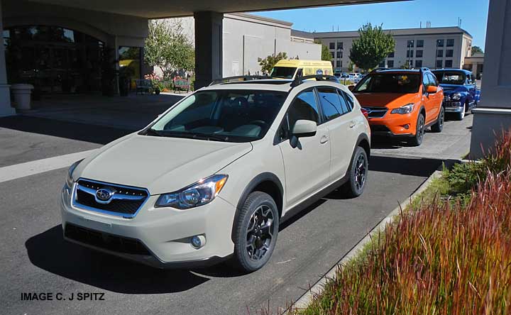 khaki and tangerine orange 2013 subaru vx crosstreks