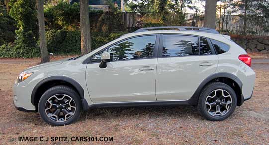 subaru crosstrek, desert khaki color, side view