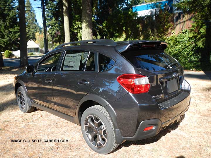 subaru crosstrek, color is dark gray metallic