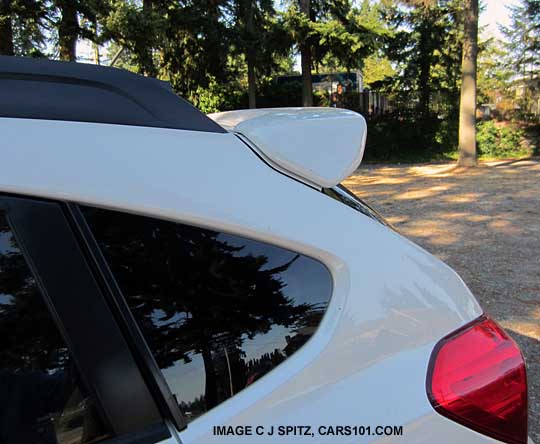 optional xv crosstrek rear spoiler, satine white pearl shown