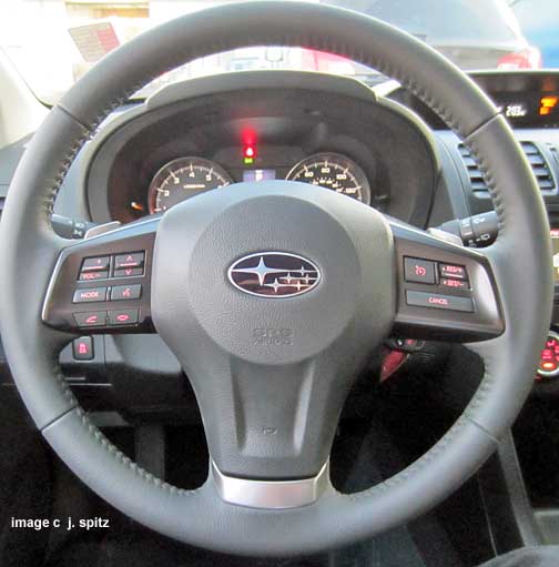 2013 subaru crosstrek limited leather wrapped steering wheel with phone bluetooth, audio volume, cruise control buttons. tilt and telescoping.
