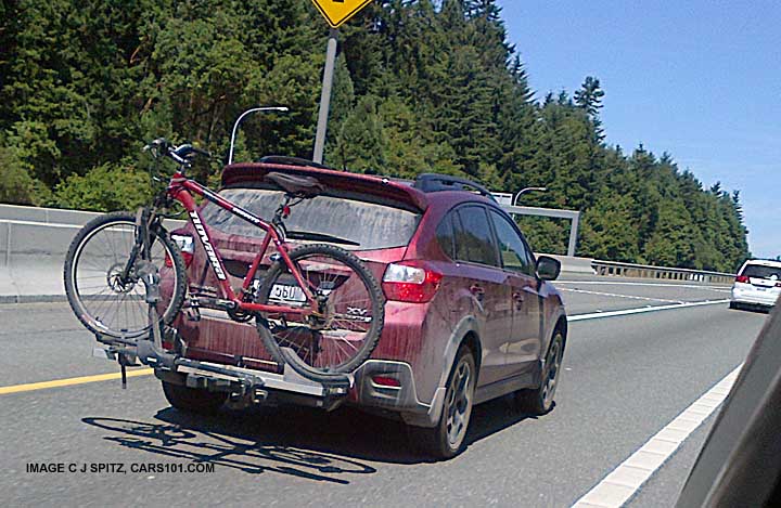 subaru crosstrek with hitch mounted bike carrier