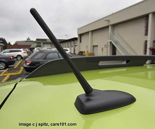 Crosstrek roof mounted antenna, with satellite radio. Plasma Green shown