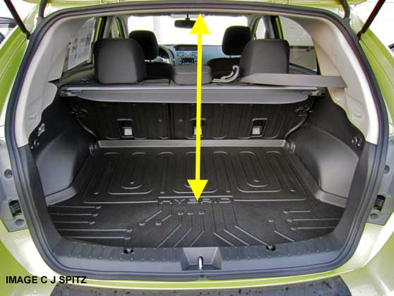 crosstrek hybrid cargo area floor-ceiling height measures 28". the std Crosstrek is 29"