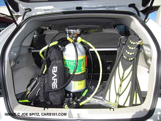 subaru crosstrek cargo area with scuba gear