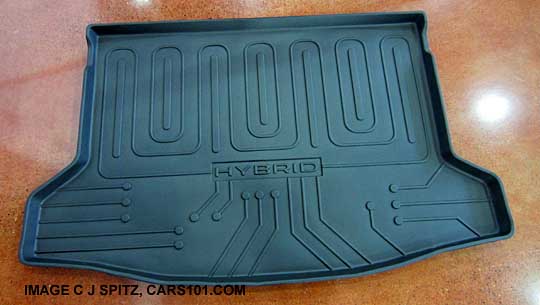 subaru crosstrek hybrid cargo tray with embossed "hybrid"