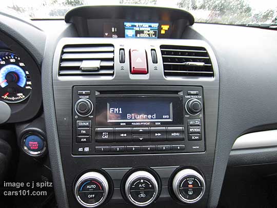 Subaru Crosstrek Hybrid silver climate control knobs, stereo