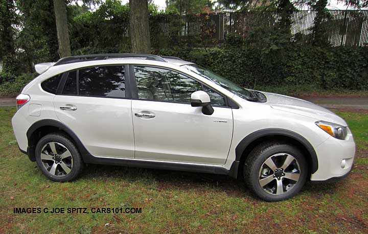 Subaru Crosstrek Hybrid with optional rear spoiler, white shown