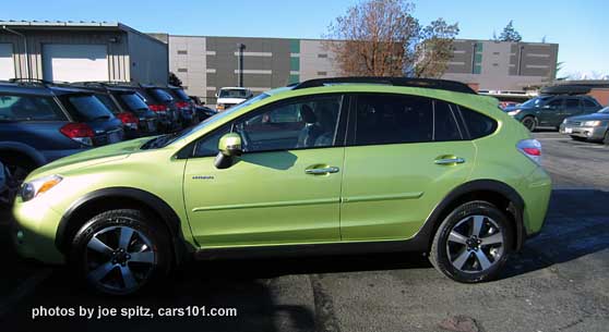 side view, Plasma Green Hybrid with optional body colored side moldings