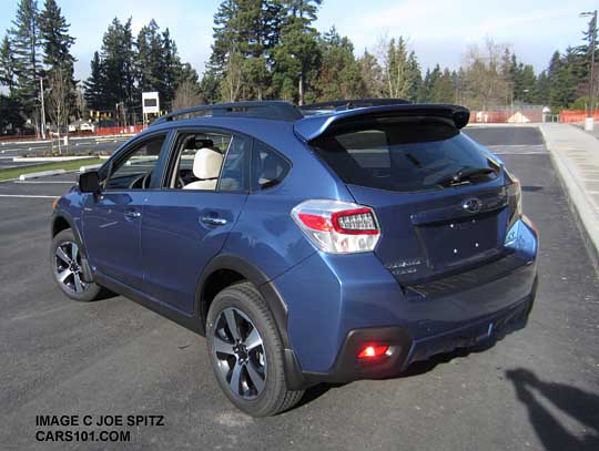 quartz blue Crosstrek Hybrid with optional rear spoiler