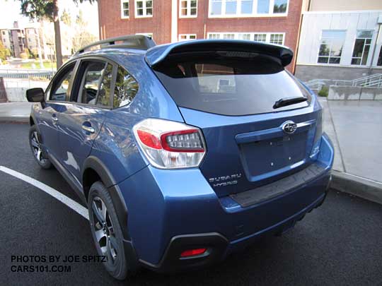 rear view subaru crosstrek hybrid, quartz blue