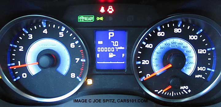 2014 crosstrek hybrid instrument panel with cool blue color guages