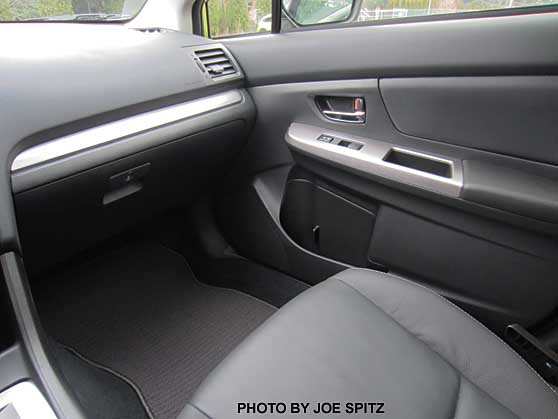 front passenger side dashboard, 2014 subaru crosstrek has silver armrests