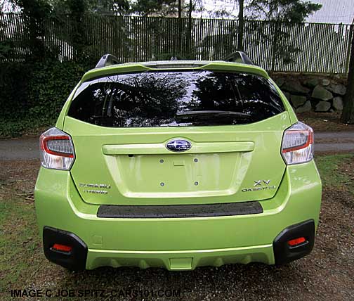 rear view subaru crosstrek hybrid, plasma green