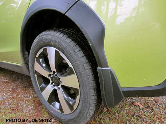 crosstrek hybrid optional rear splash guard, plasma green shown