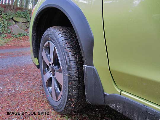 Subaru Crosstrek Hybrid optional front splash guard, plasma green shown