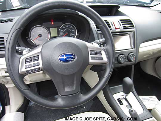 2014 Subaru Crosstrek Premium vinyl wrapped steering wheel. Optional Navigation/GPS