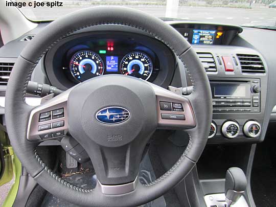2014 Subaru Crosstrek Hybrid leather wrapped steering wheel illuminated dashboard